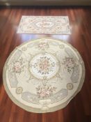 Two French embroidered rugs / throws, the rectangular example 146 cm x 86 cm.