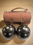 A pair of Jaques of London crown green bowls, Bias No.