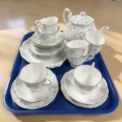 Twenty-two pieces of Royal Albert Satin Rose tea porcelain