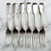 A set of six Victorian silver dessert forks, Elizabeth Eaton, London 1850,