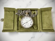 A silver open face pocket watch signed 'Thos.