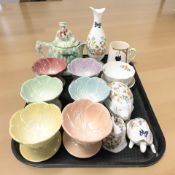 A set of six Maling lustre sundae dishes, several items of Aynsley Cottage Garden porcelain,