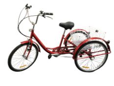 An adult tricycle with rear basket,