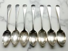 A set of four George V silver dessert spoons, John Round & Son Ltd, Sheffield 1911,