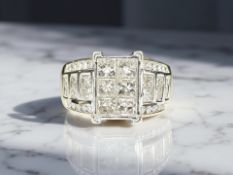 An 18ct gold diamond ring, the total diamond weight estimated at 2.50 carat, size P.