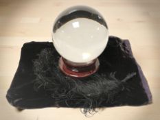 A reproduction witch's crystal ball, height 19 cm.