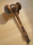 A turned beech auctioneer's gavel,