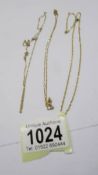 Three fine 9ct gold chains, 3.35 grams.