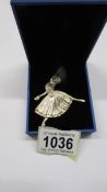A vintage 1948 silver D H P Frederick Massingham ballerina brooch, hall marked.