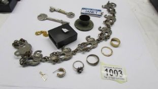 A small box of miscellaneous including jewellery.