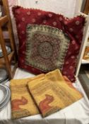 A large decorative cushion and 2 large cushion covers featuring camels