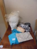 A quantity of vintage ladies scarves, hat etc.,