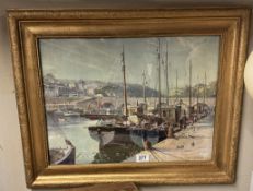 A framed and glazed Vernon Ward harbour scene print.