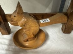 A wooden squirrel nutcracker