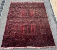 A red patterned rug,