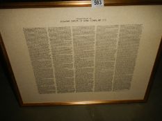 A gilt framed King John AD1215 The Magna Carta.