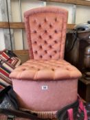 A Quilted button velour bedroom chair