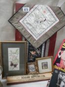 A quantity of silk embroidery including Chinese examples.