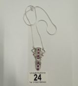 A silver & ruby set pendant necklace 9.8 grams
