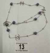 A silver & freshwater pearl designer style necklace 15.44 grams