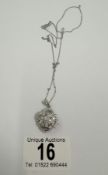 A 14ct white gold diamond pendant necklace 2.9 grams
