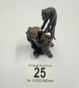 An unusual cold painted bronze figure of a monkey dentist (130 grams)