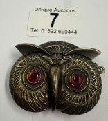 A brass vesta case in the Louis Wain owl style 58 grams