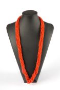 Red coral torchon necklace