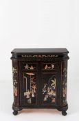 Small sideboard in ebonized wood and hard stones