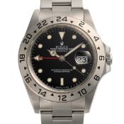 A GENTLEMAN'S SIZE STAINLESS STEEL ROLEX OYSTER PERPETUAL DATE EXPLORER II BRACELET WATCH DATED