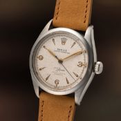 A RARE GENTLEMAN'S SIZE STAINLESS STEEL ROLEX OYSTER PERPETUAL 