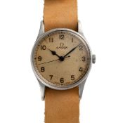 A GENTLEMAN'S BRITISH MILITARY OMEGA RAF PILOTS WRIST WATCH CIRCA 1940s, REF. 2292  Movement: 16J,
