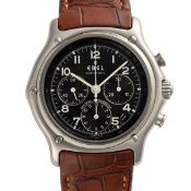 A GENTLEMAN'S SIZE STAINLESS STEEL EBEL 1911 LE MODULOR CHRONOGRAPH WRIST WATCH DATED 2005, REF. E