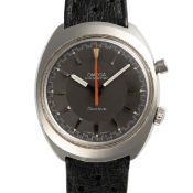 A GENTLEMAN'S SIZE STAINLESS STEEL OMEGA CHRONOSTOP WRIST WATCH CIRCA 1968, REF. 145.009 Movement: