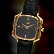A RARE GENTLEMAN'S SIZE 18K SOLID GOLD LONGINES AUTOMATIC WRIST WATCH CIRCA 1977, REF. 4325 BLACK