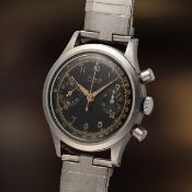 A RARE GENTLEMAN'S SIZE STAINLESS STEEL NIVADA GRENCHEN WATERPROOF CHRONOGRAPH WRIST WATCH CIRCA