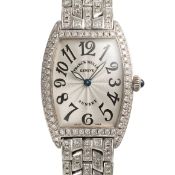 AN IMPRESSIVE LADY'S 18K SOLID WHITE GOLD & DIAMOND FRANCK MULLER SUNSET BRACELET WATCH CIRCA