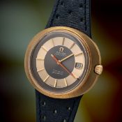 A RARE GENTLEMAN'S SIZE 18K SOLID GOLD OMEGA GENEVE DYNAMIC AUTOMATIC DATE WRIST WATCH CIRCA