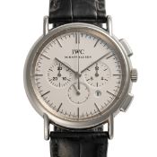 A GENTLEMAN'S SIZE STAINLESS STEEL IWC PORTOFINO CHRONOGRAPH WRIST WATCH CIRCA 2000s, REF. 3724,