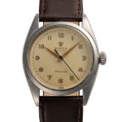 A GENTLEMAN'S SIZE STAINLESS STEEL ROLEX OYSTER PRECISION WRIST WATCH CIRCA 1956, REF. 6422 SILVER