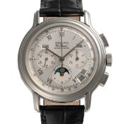 A GENTLEMAN'S SIZE STAINLESS STEEL ZENITH CHRONOMASTER AUTOMATIC MOONPHASE CALENDAR CHRONOGRAPH
