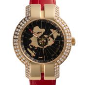 A FINE GENTLEMAN'S SIZE 18K SOLID GOLD & DIAMOND CORUM GMT WORLD TIME WRIST WATCH CIRCA 1990s,