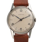 A RARE GENTLEMAN'S SIZE STAINLESS STEEL LONGINES CENTRE SECONDS WRIST WATCH DATED 1947, REF. 5564/