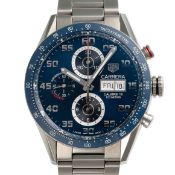 A GENTLEMAN'S SIZE STAINLESS STEEL TAG HEUER CARRERA CALIBRE 16 AUTOMATIC CHRONOGRAPH BRACELET WATCH