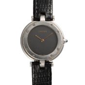 A LADY'S STAINLESS STEEL CARTIER SANTOS VENDOME WRIST WATCH CIRCA 1980s, REF. 8192 WITH GREY 
