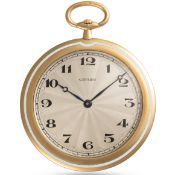 A FINE GENTLEMAN'S SIZE 18K SOLID GOLD & WHITE ENAMEL CARTIER ULTRA SLIM POCKET WATCH CIRCA 1930s,