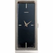 A LARGE SOLID SILVER TISSOT CUFF BRACELET WATCH CIRCA 1970s, REF. 10572 WITH BLUE MIRROR DIAL