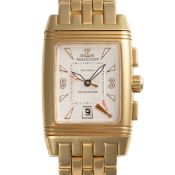A FINE GENTLEMAN'S SIZE 18K SOLID GOLD JAEGER LECOULTRE GRAN SPORT REVERSO DUOFACE CHRONOGRAPH