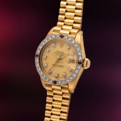 A LADY'S FINE 18K SOLID GOLD ROLEX OYSTER PERPETUAL DATEJUST BRACELET WATCH CIRCA 1983, REF. 6906/