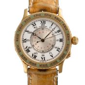 A GENTLEMAN'S SIZE 18K SOLID GOLD LONGINES HOUR ANGLE WRIST WATCH CIRCA 1987, REF. 989.5216